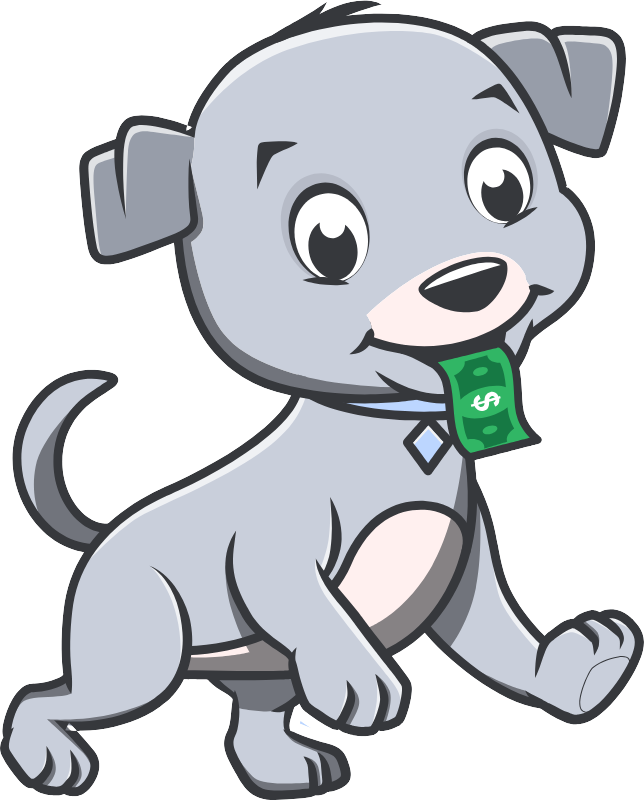 Buddy the mascot walking with money